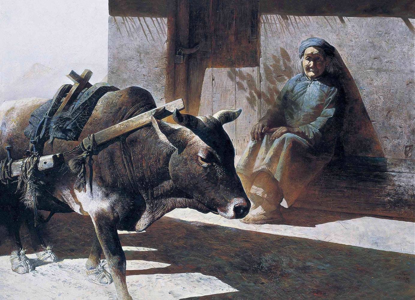 Ло Чжунли. Бык и пожилая женщина (Дом). Искусство Евразии, журнал об искусстве 