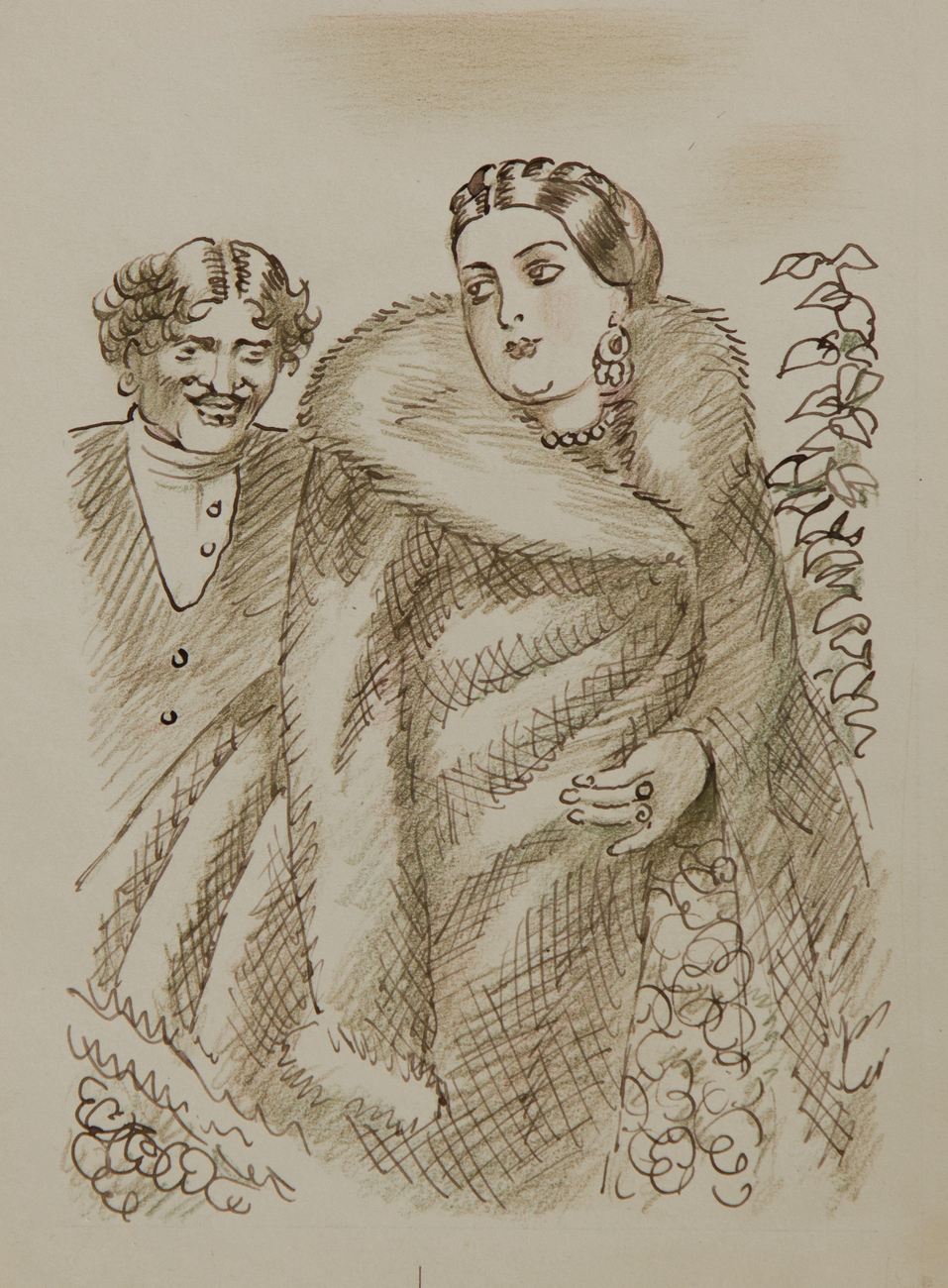 Н.В. Кузьмин. Катерина Львовна и Сергей. Иллюстрация к повести Н.С. Лескова «Леди Макбет Мценского уезда»