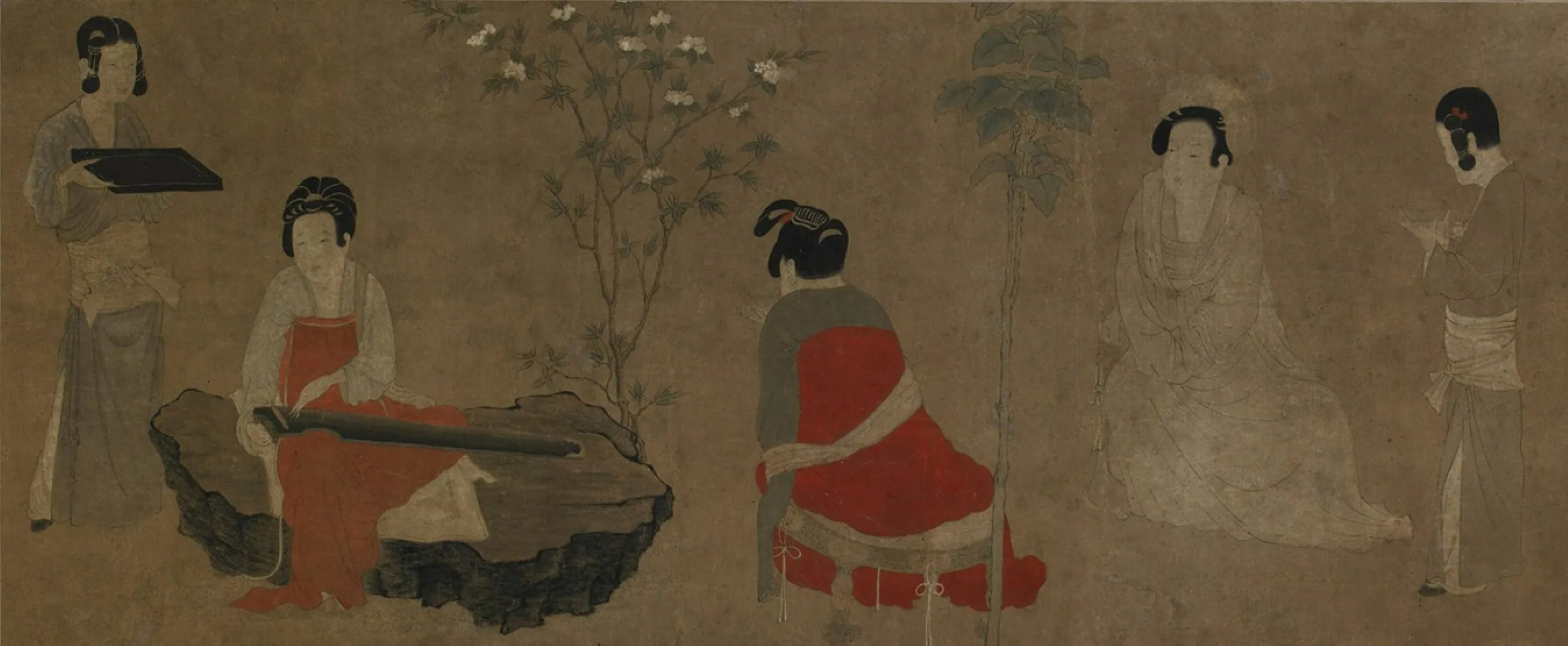 Чжоу Фан. Настраивающая цинь и пьющая чай