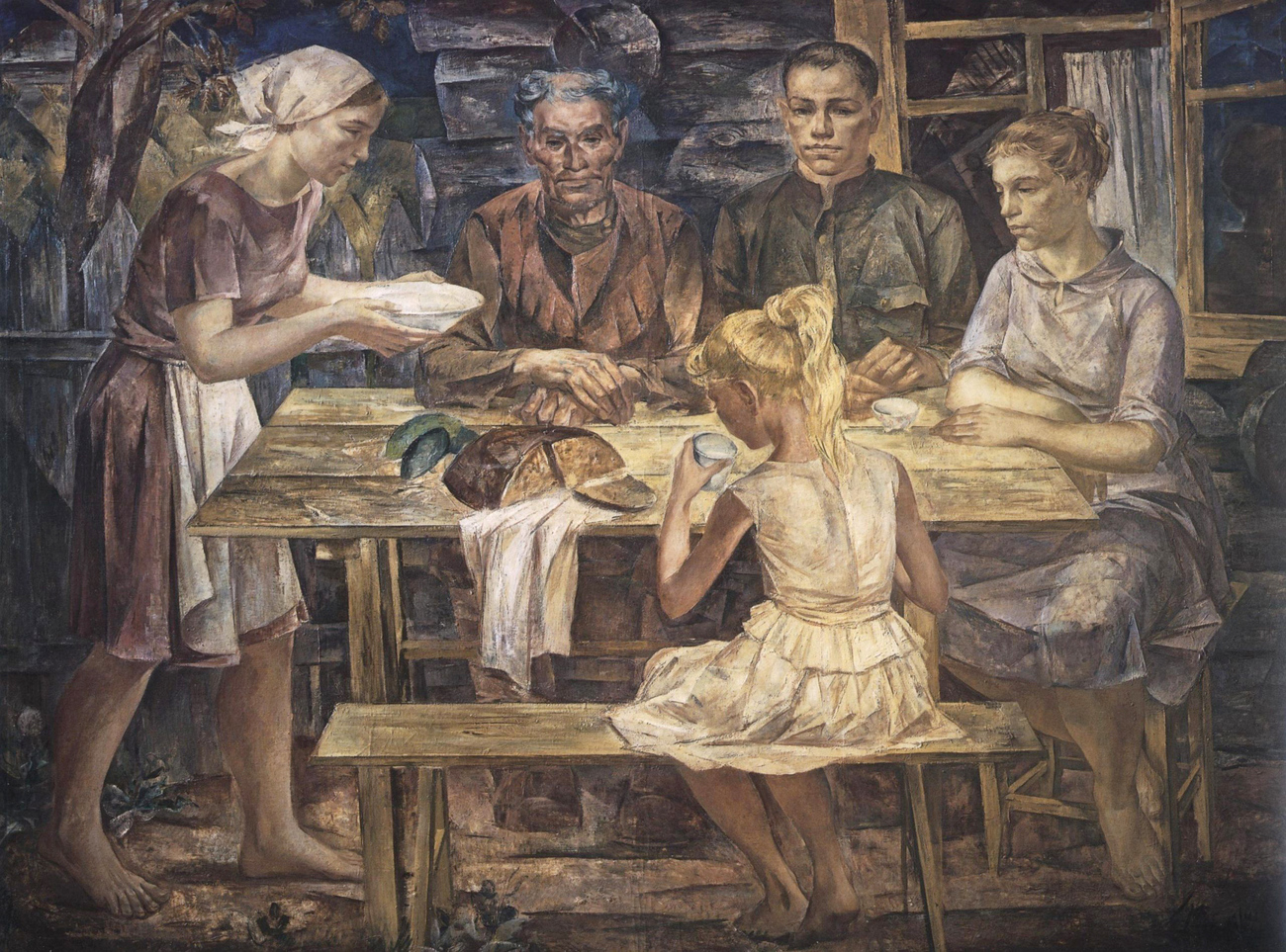 Б.И. Шаманов. Ужин в деревне. Семья