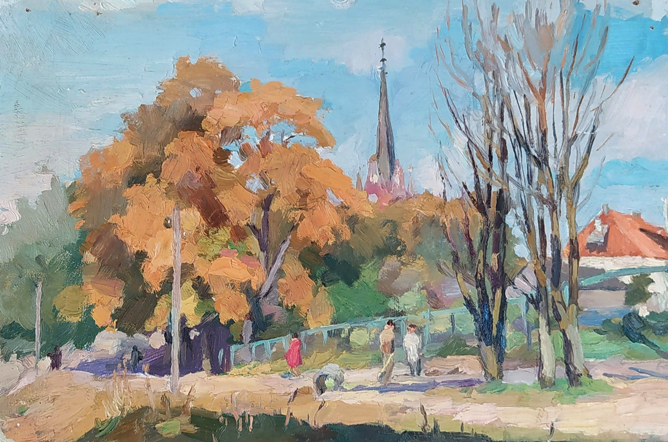 Я. Авербух. Пейзаж с ратушей. Искусство Евразии, журнал об искусстве 